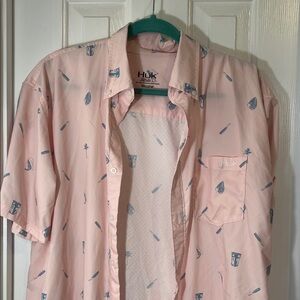 Huk Men's Light Pink Patterned Button Down Shirt